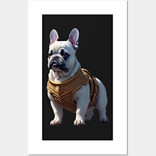 Badass Frenchie in Golden Armor Posters and Art